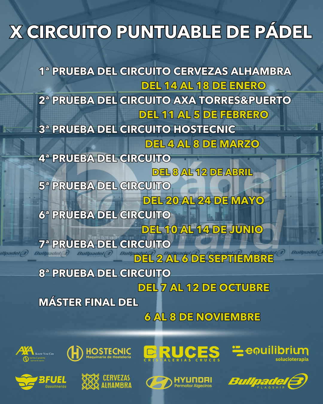 Calendario X Circuito Bullpadel - Hyundai Permotor